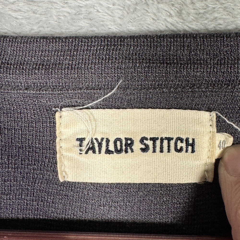 Taylor Stitch Shirt Mens 40 Medium Gray Long Sleeve Merino Wool Henley Made USA - Picture 4 of 9
